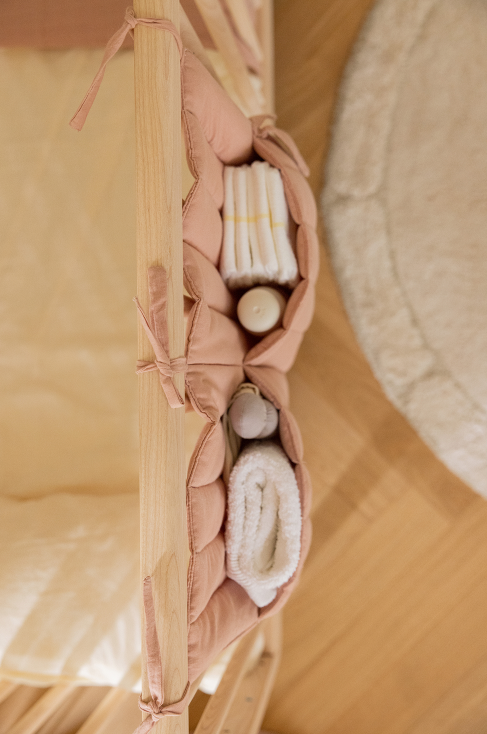 Crib pocket hanger storage- Vintage Nude