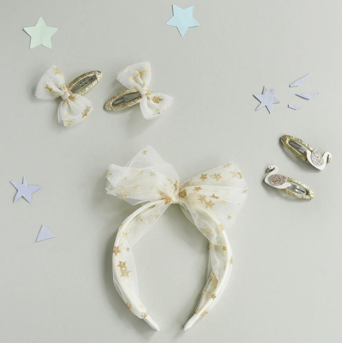 Wish upon a star tulle bow hairclips