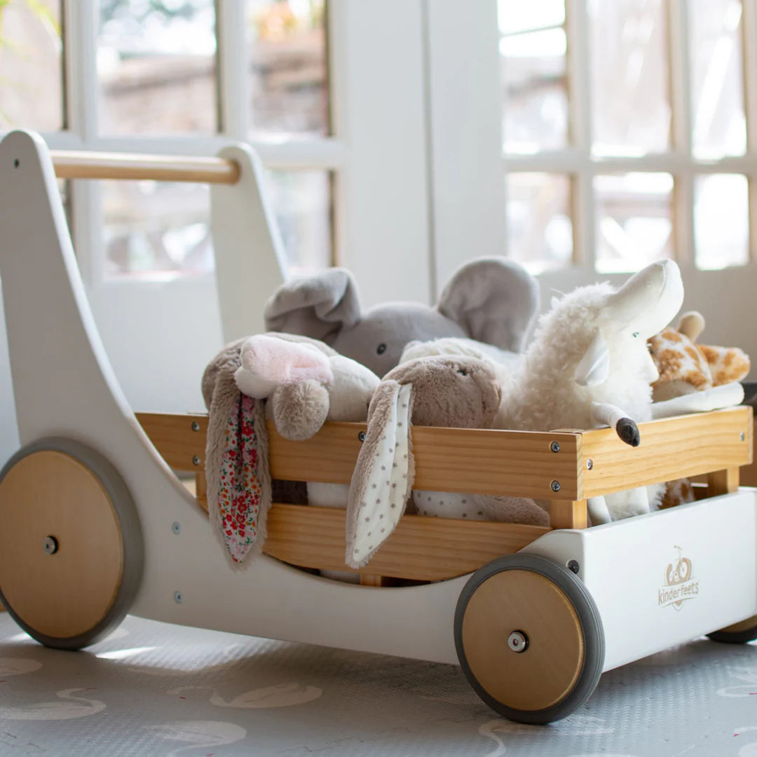 Wooden toy cargo walker- White