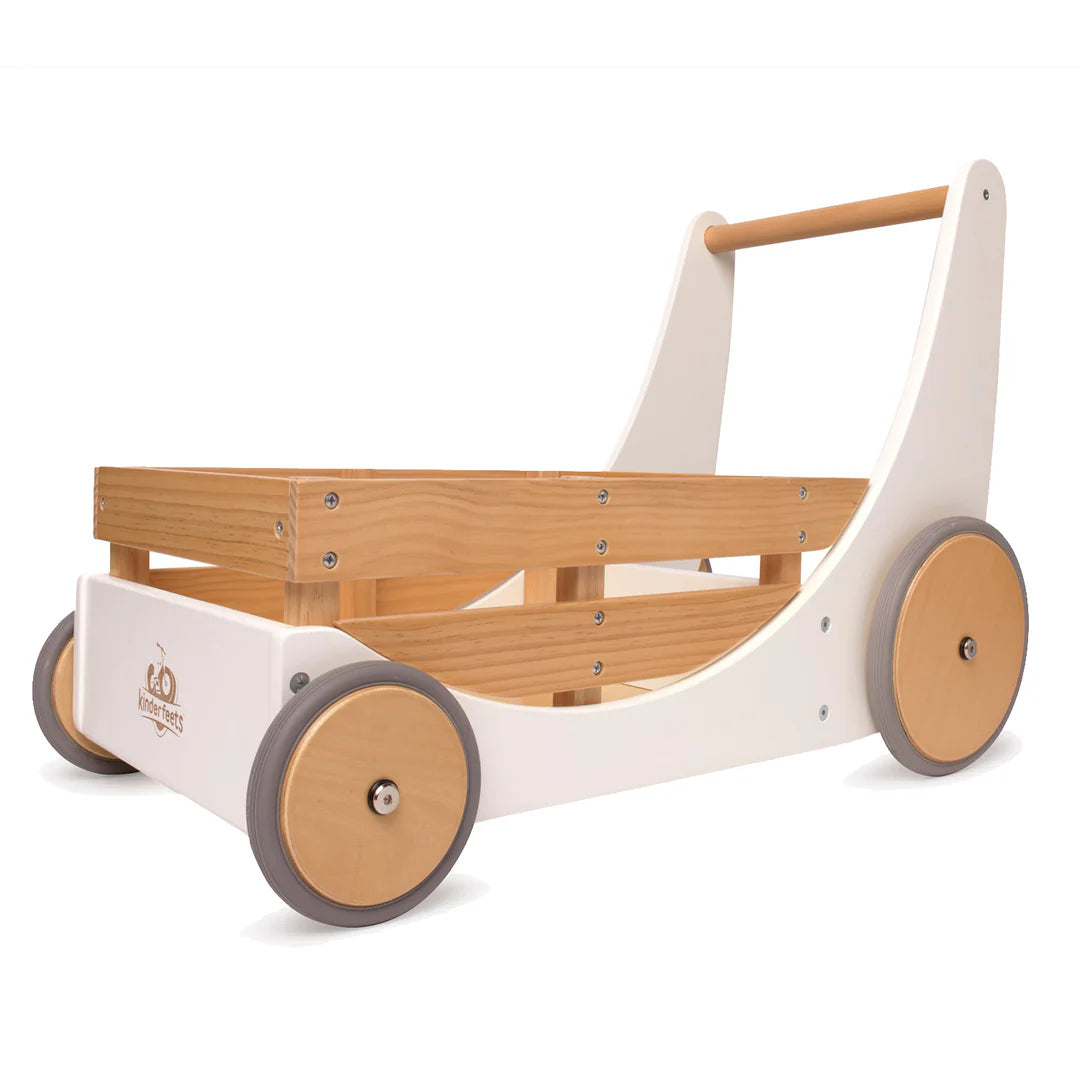 Wooden toy cargo walker- White