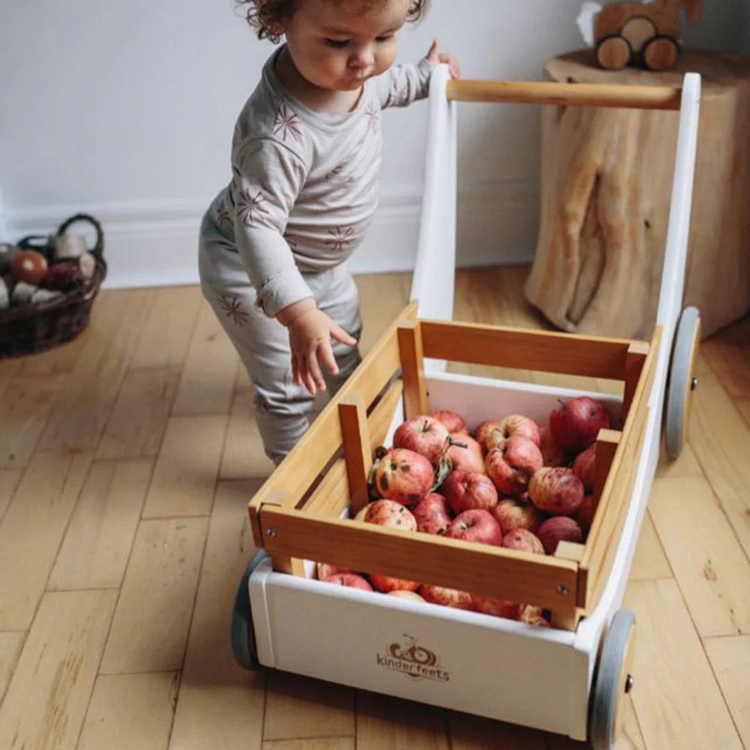 Wooden toy cargo walker- White