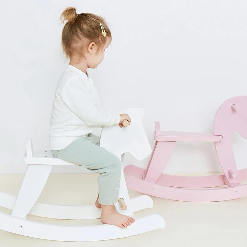 Wooden rocking horse - Pink