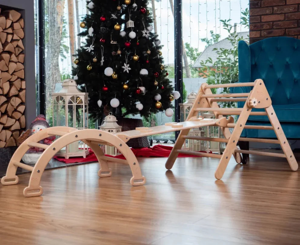 3 pieces wooden climbing set - Natural