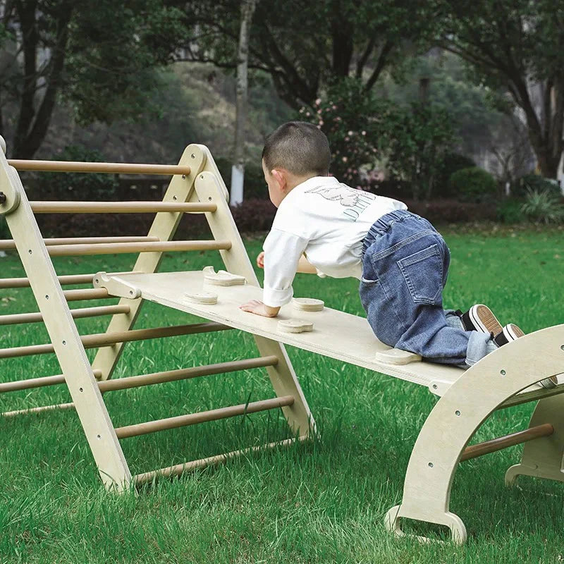3 pieces wooden climbing set - Natural