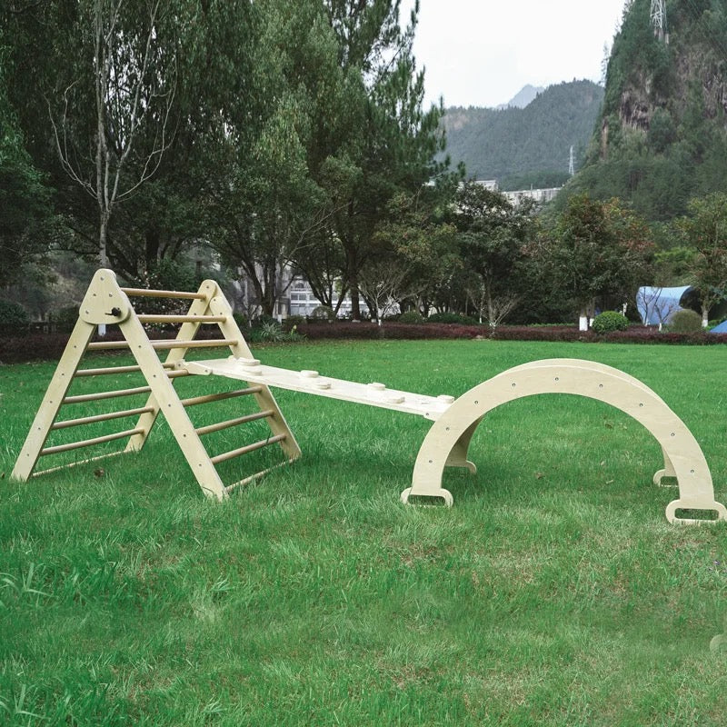 3 pieces wooden climbing set - Natural