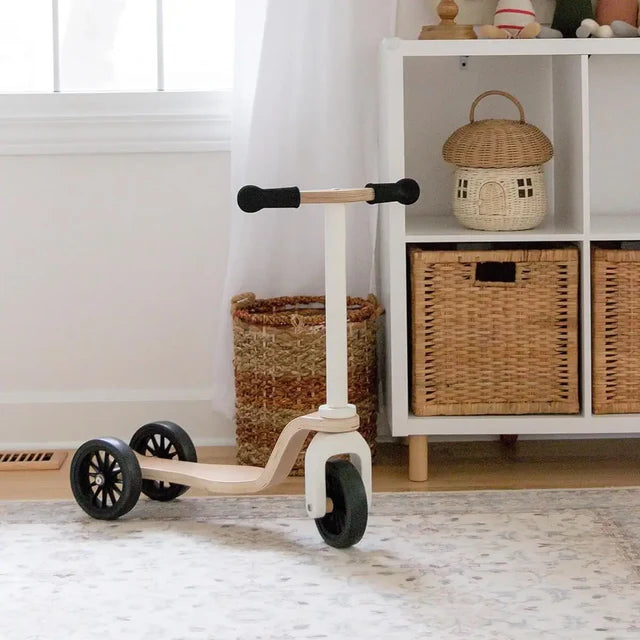 Kinderscooter 3-wheel wooden scooter-White