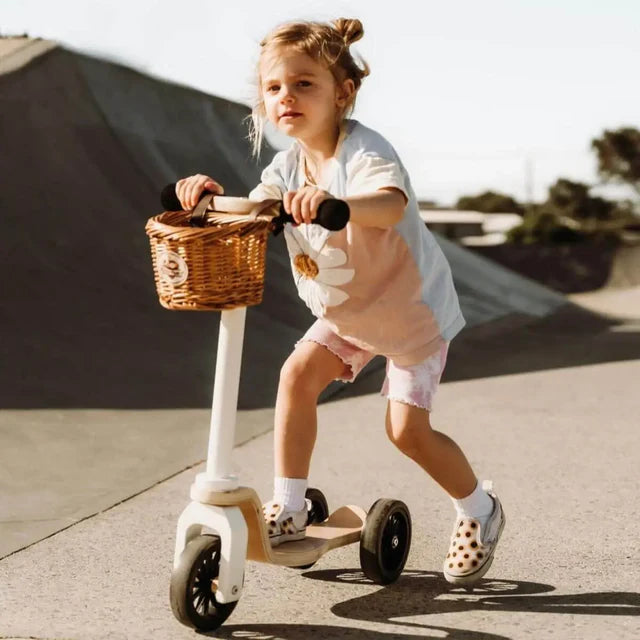 Kinderscooter 3-wheel wooden scooter-White