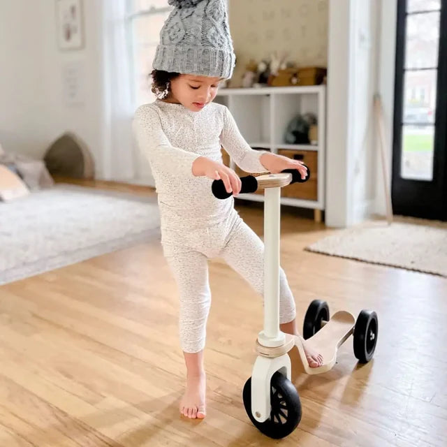 Kinderscooter 3-wheel wooden scooter-White