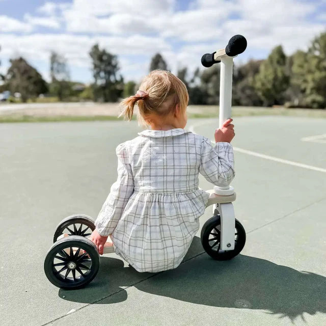 Kinderscooter 3-wheel wooden scooter-White