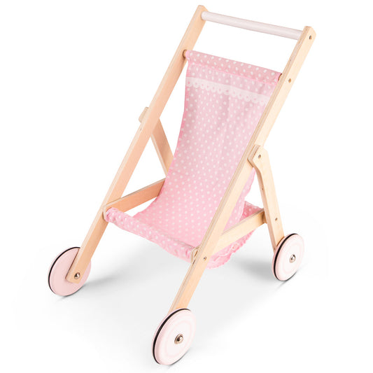 Wooden doll stroller- Pink