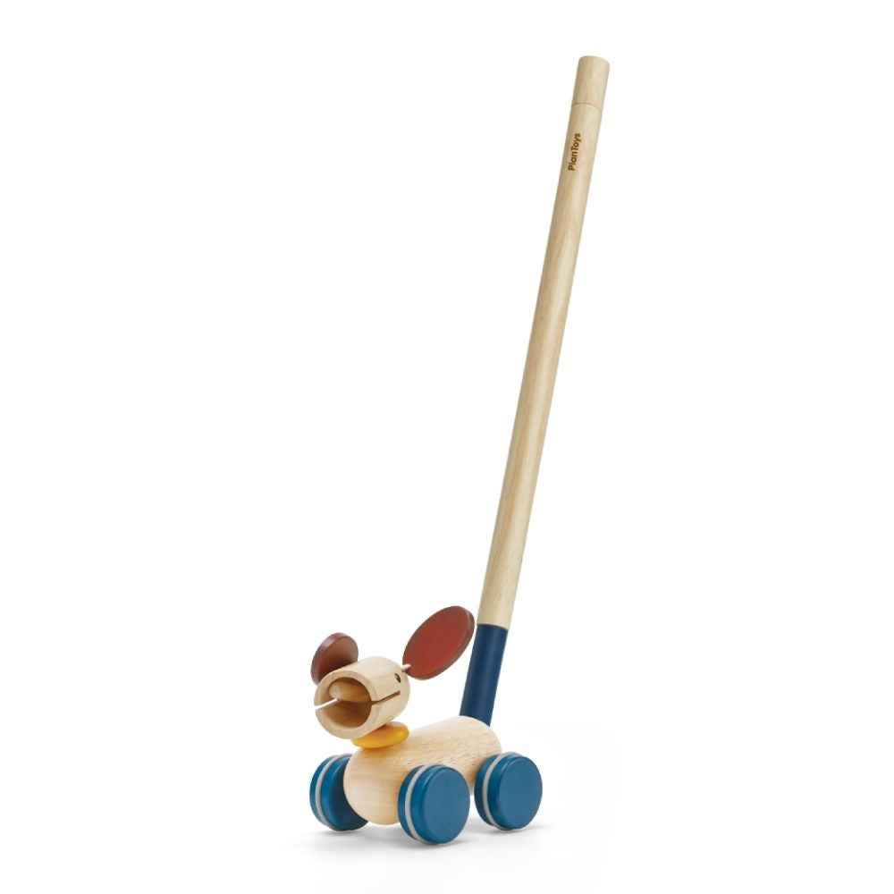 Wooden push and pull puppy toy