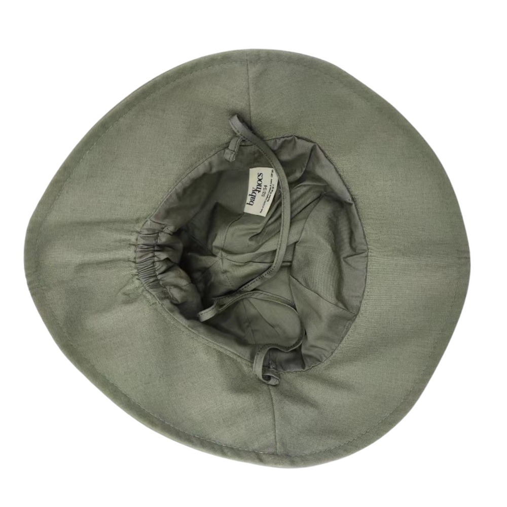 Kids linen bucket hat - Olive Green