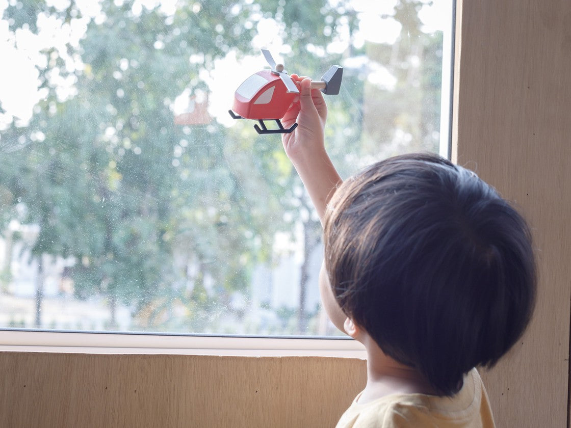 Wooden helicopter toy