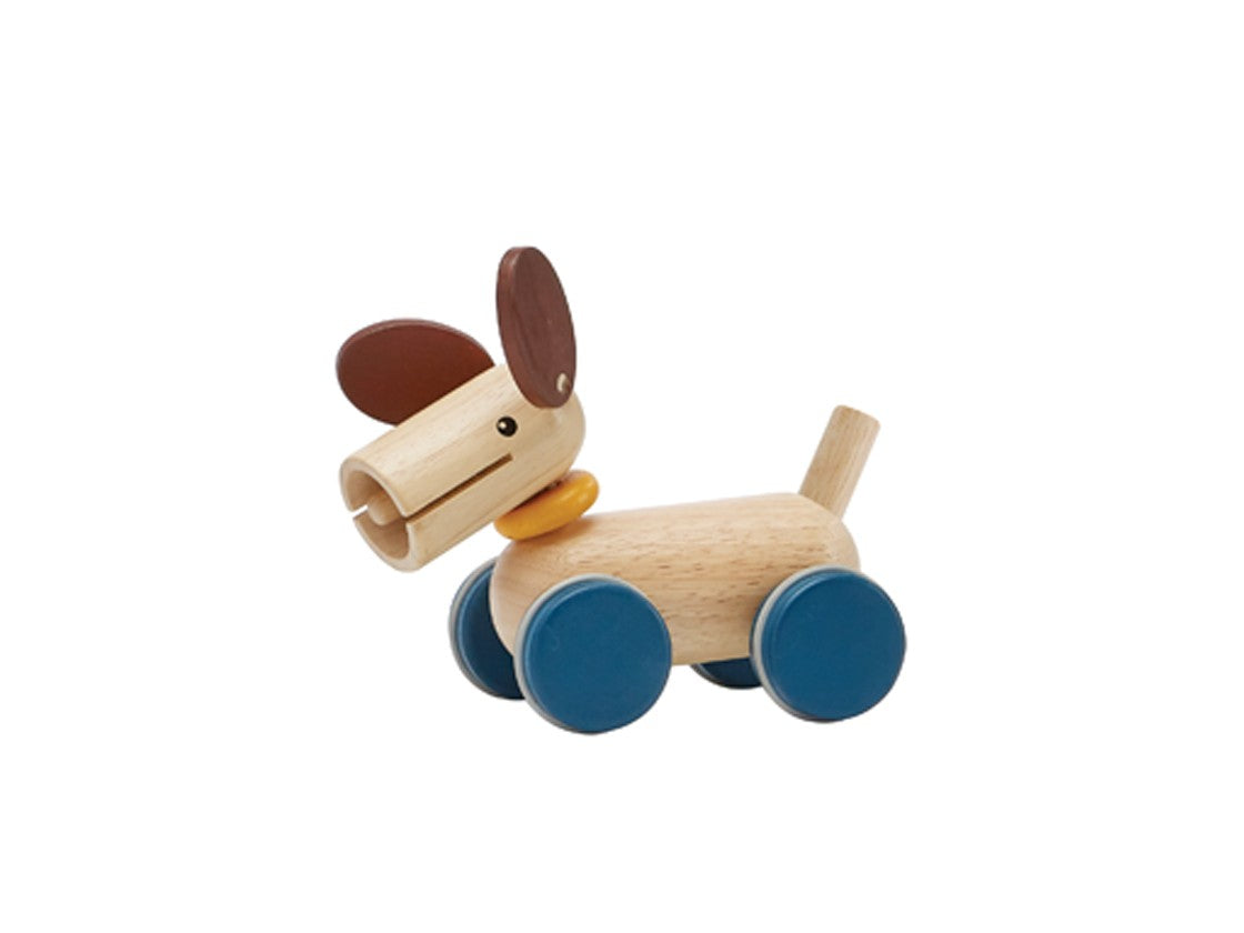 Wooden push and pull puppy toy
