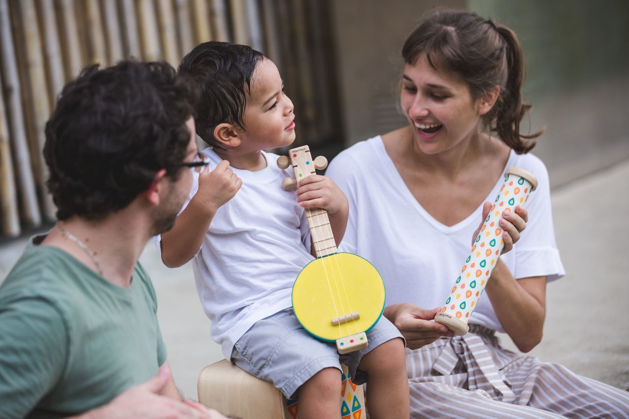 Wooden banjolele musical instrument