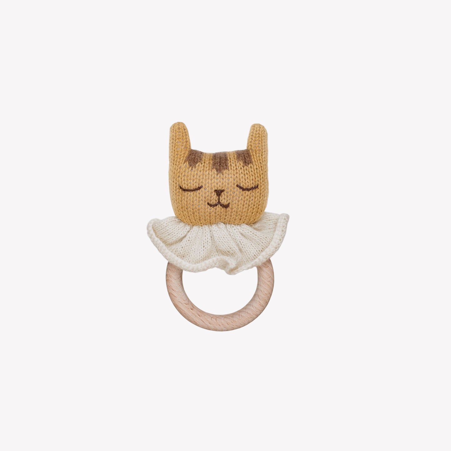 Alpaca wool Tiger baby teething wooden ring