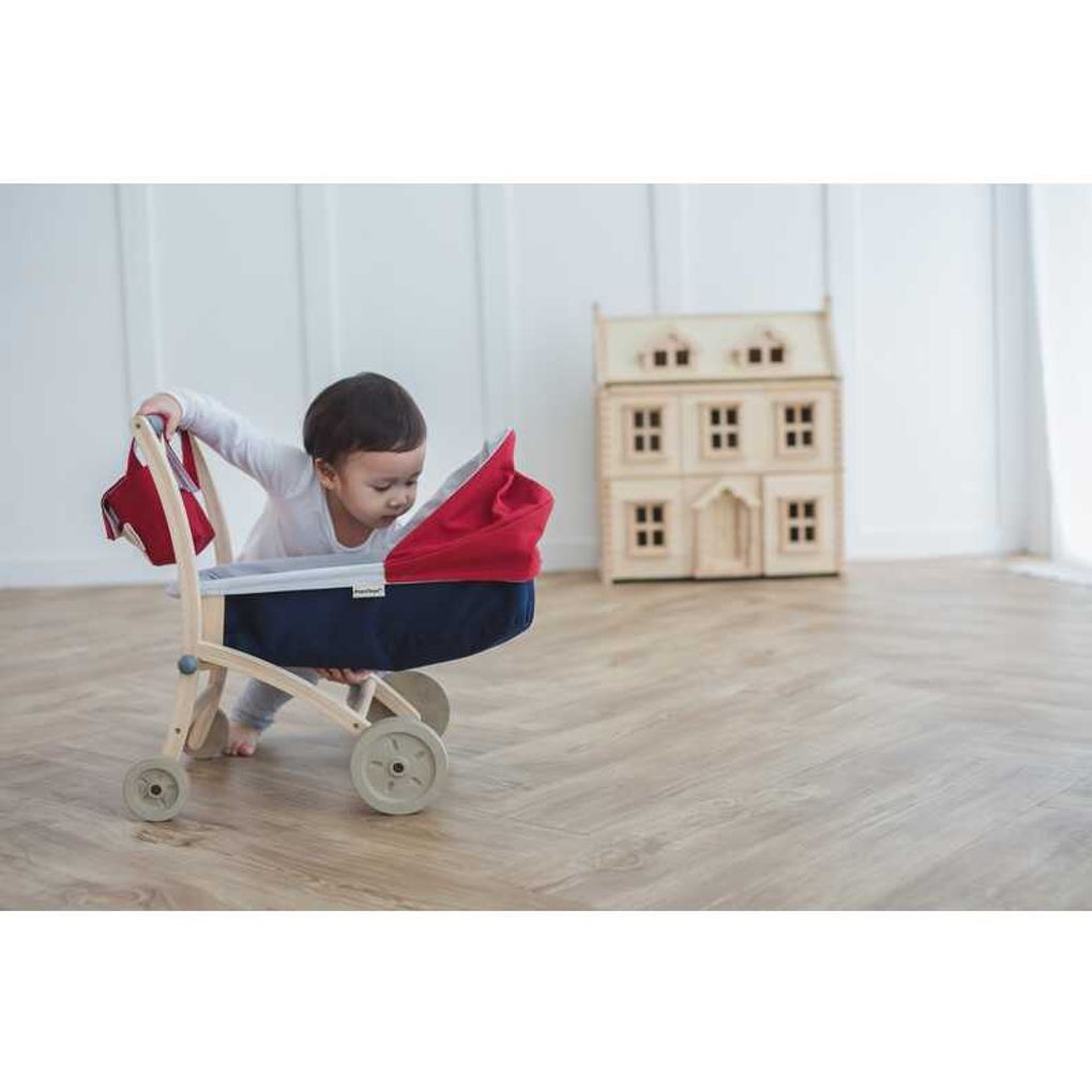 Wooden doll stroller
