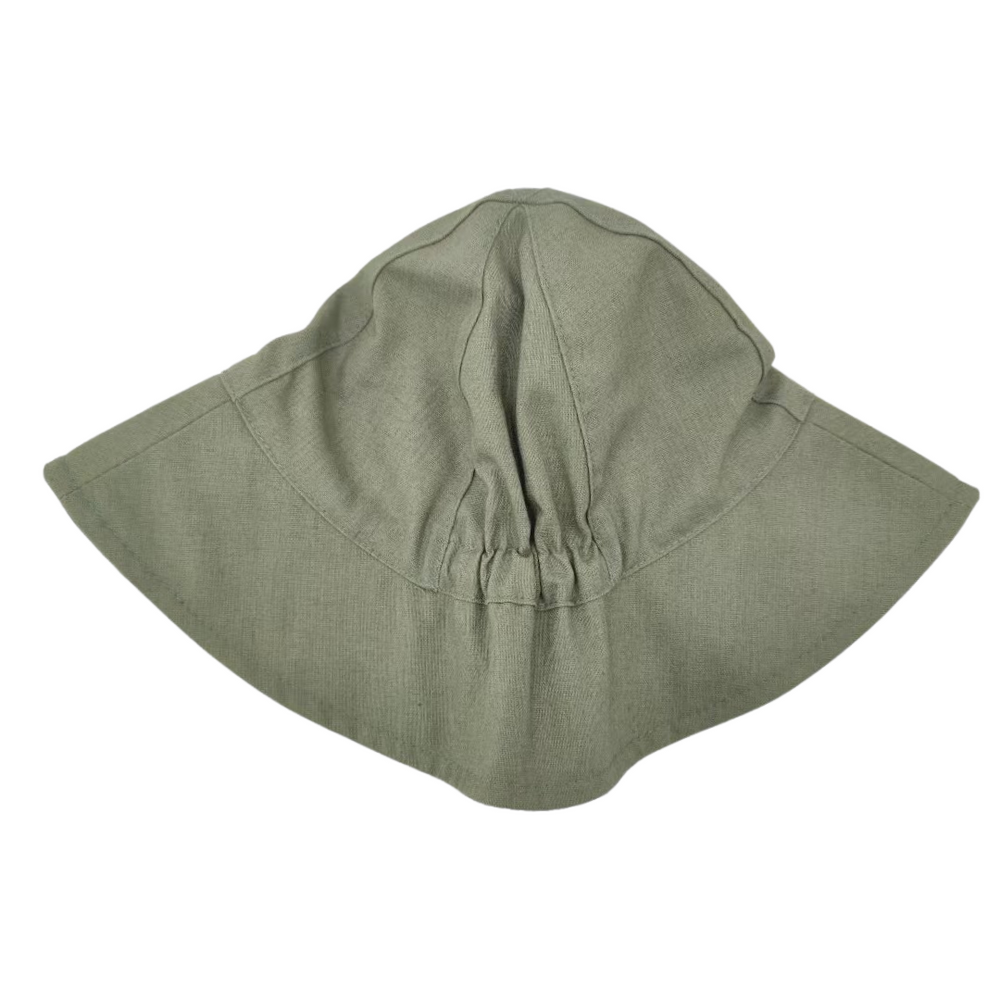 Kids linen bucket hat - Olive Green