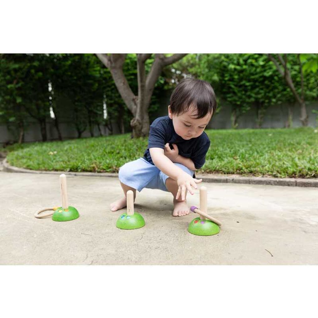Wooden ring toss game set