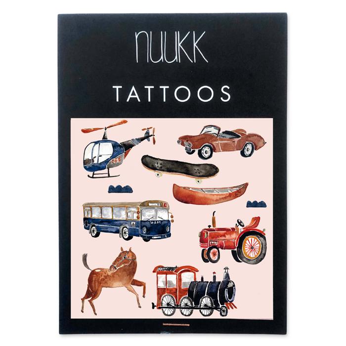 Helicopter, train and friends - Kids organic vegan tattoos