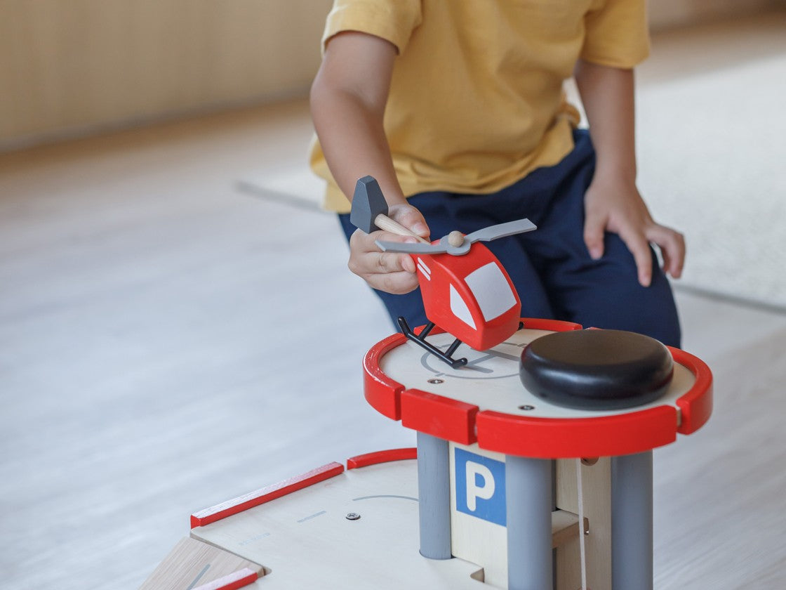 Wooden helicopter toy