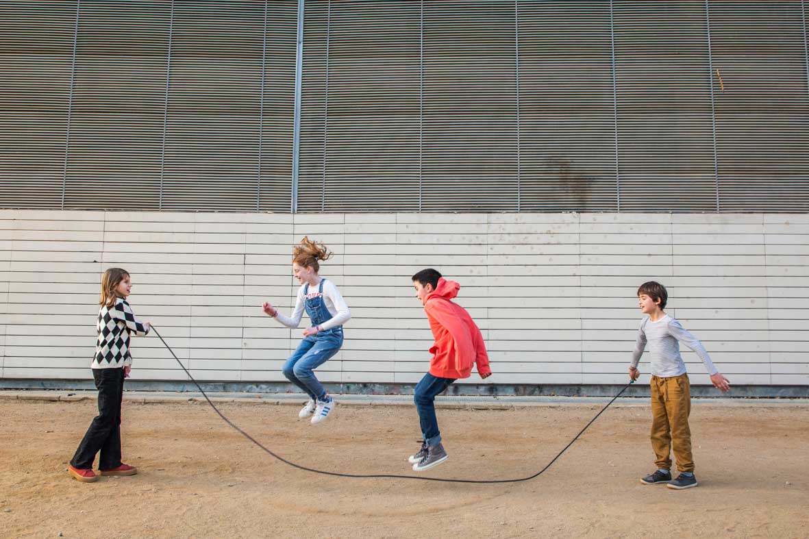 Wooden long skipping playground rope