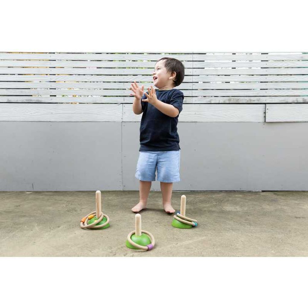 Wooden ring toss game set