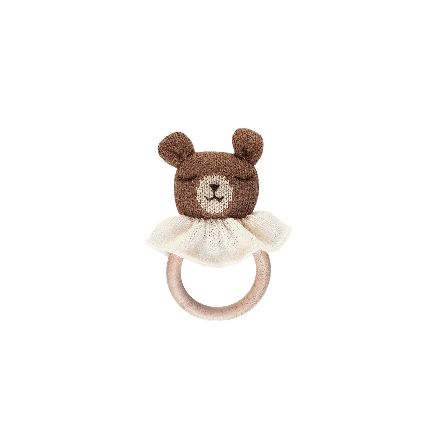 Alpaca wool Teddy nut baby teething wooden ring