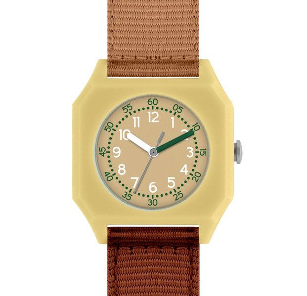Mini Kyomo Cherry bomb eco friendly kids watch - Yellow, Beige + Brown