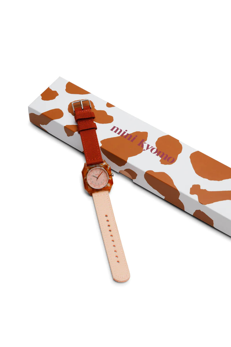 Mini Kyomo Cinnamon roll eco friendly kids watch - Pink + Burgundy