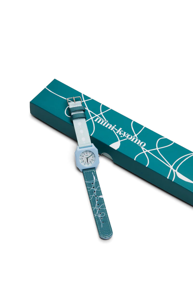 Mini Kyomo blue & green eco friendly kids watch - Eucalyptus Rain