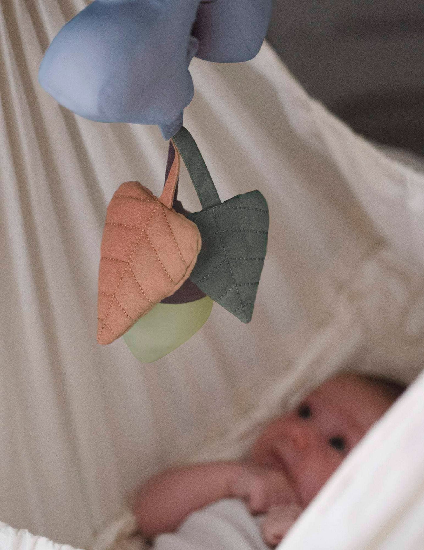 Cloverleafed music mobile and activity toy- Powder blue
