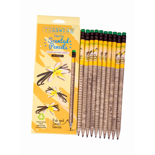 Vanilla scented wood free black pencils - set of 10