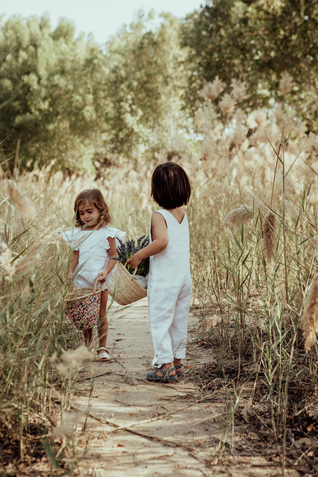 Unisex linen long dungaree