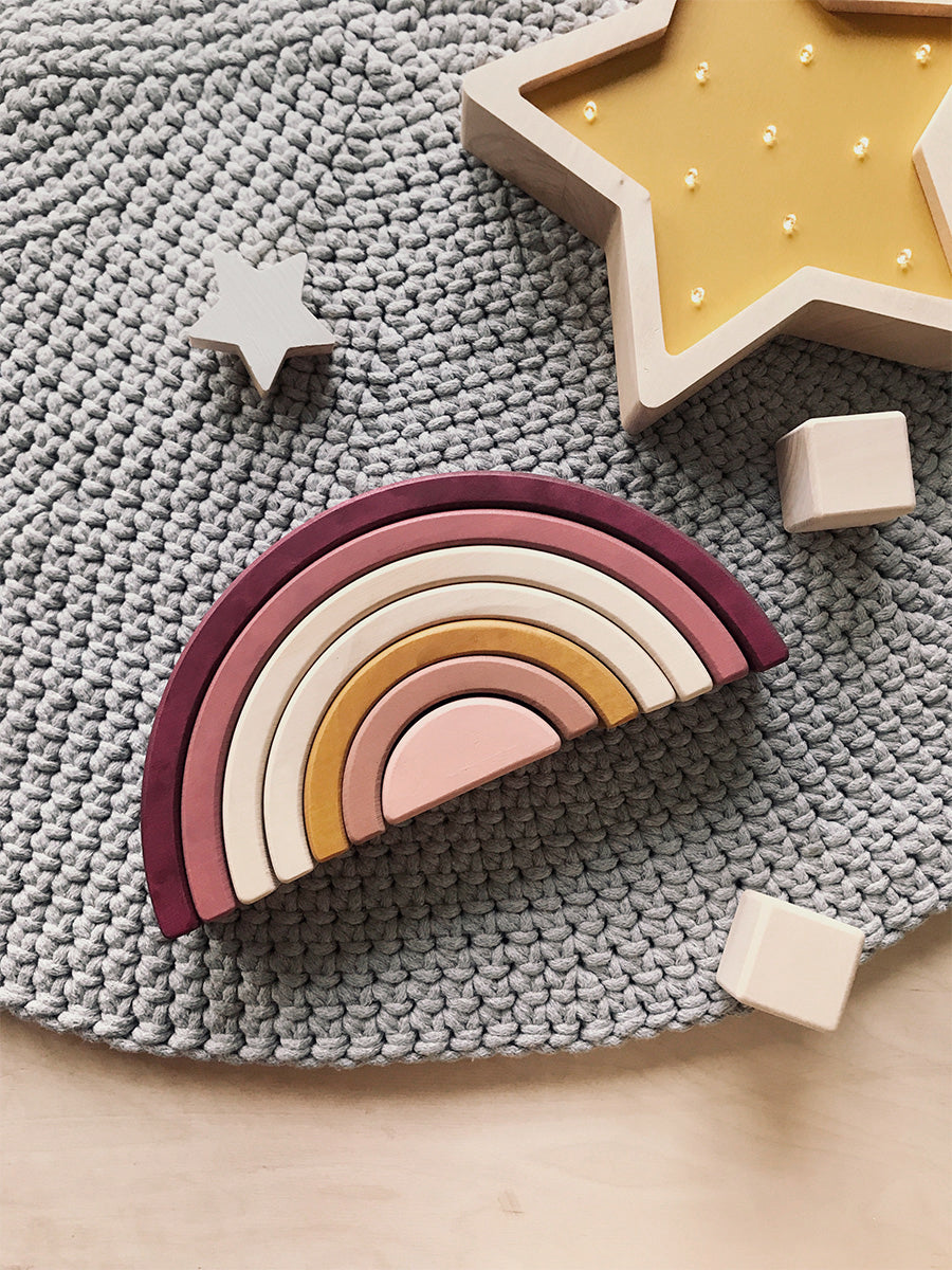Wooden rainbow stacking toy