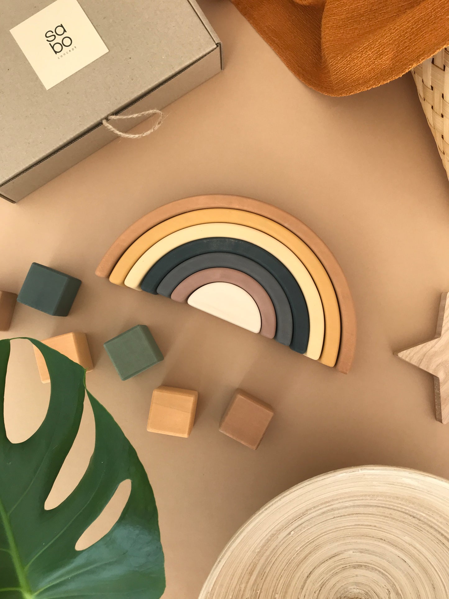 Wooden rainbow stacking toy
