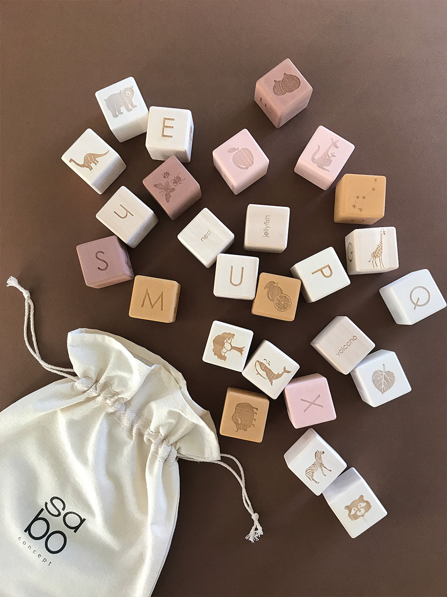Wooden English alphabet blocks