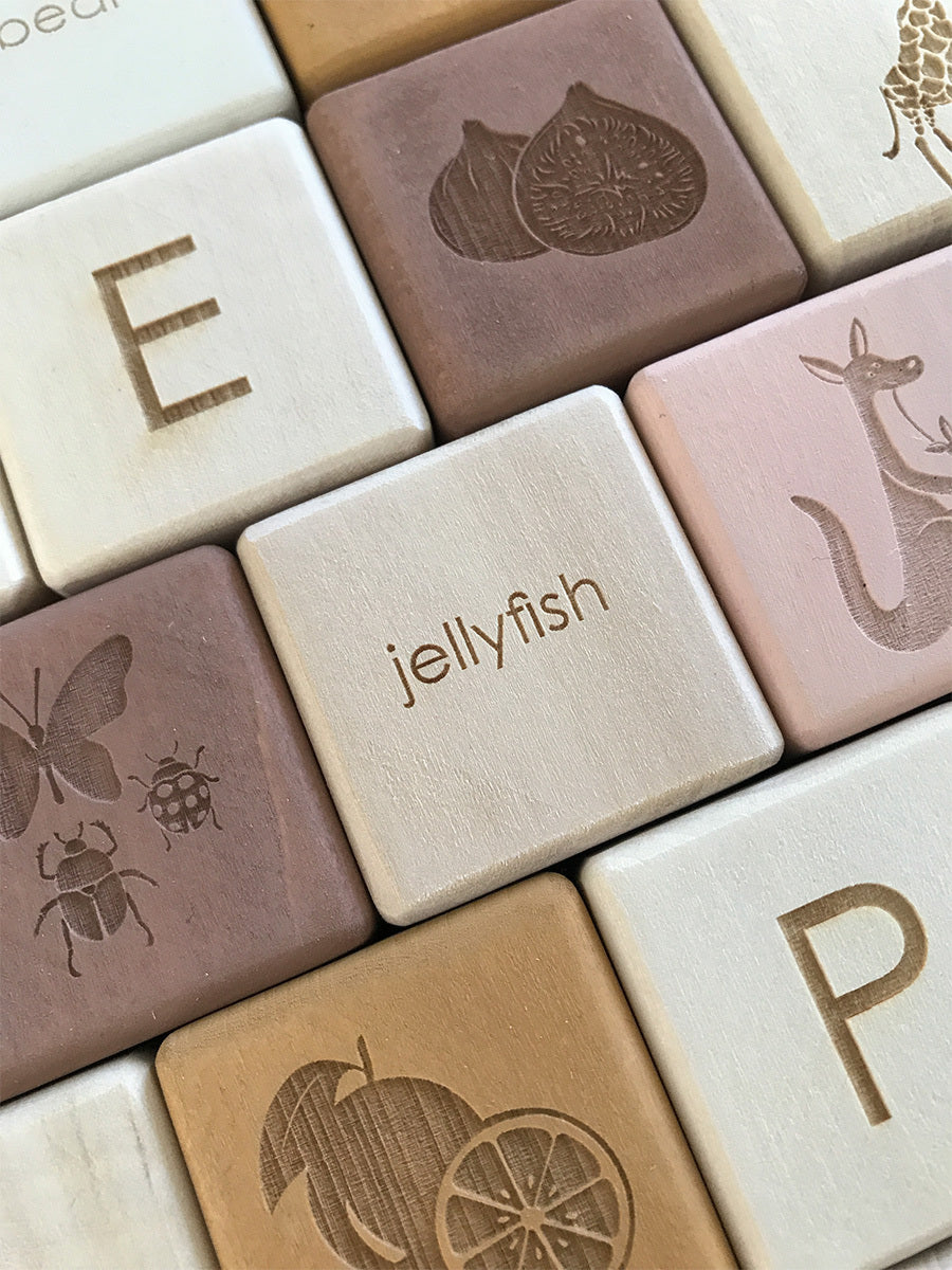 Wooden English alphabet blocks