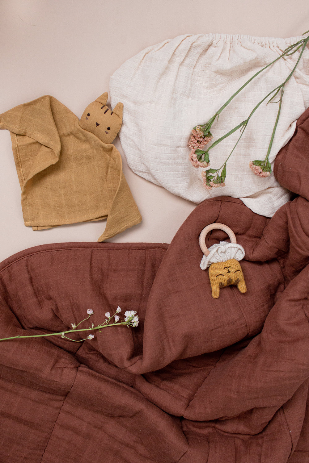 Alpaca wool Tiger baby teething wooden ring