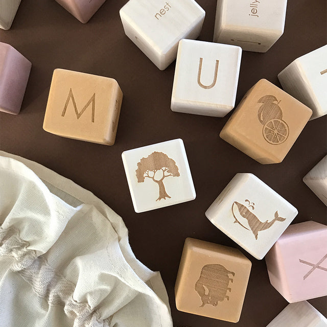 Wooden English alphabet blocks