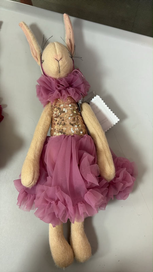 Miss Lapin Fluffy bunny ballerina handmade doll- Purple and Gold