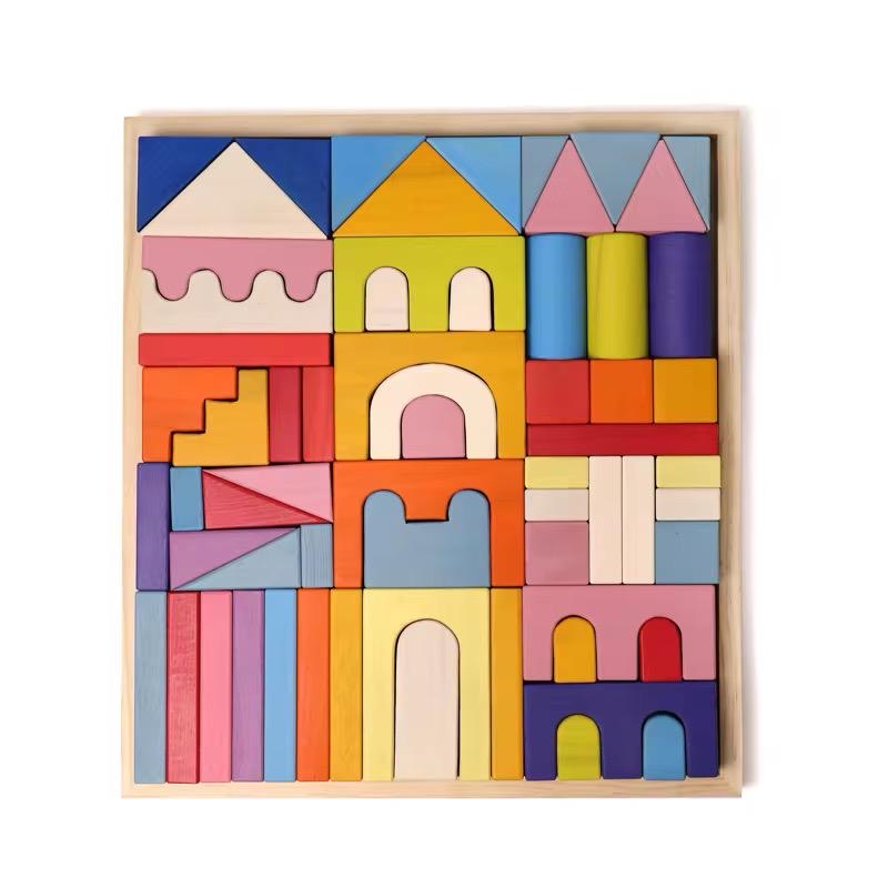 Wooden basic building blocks set