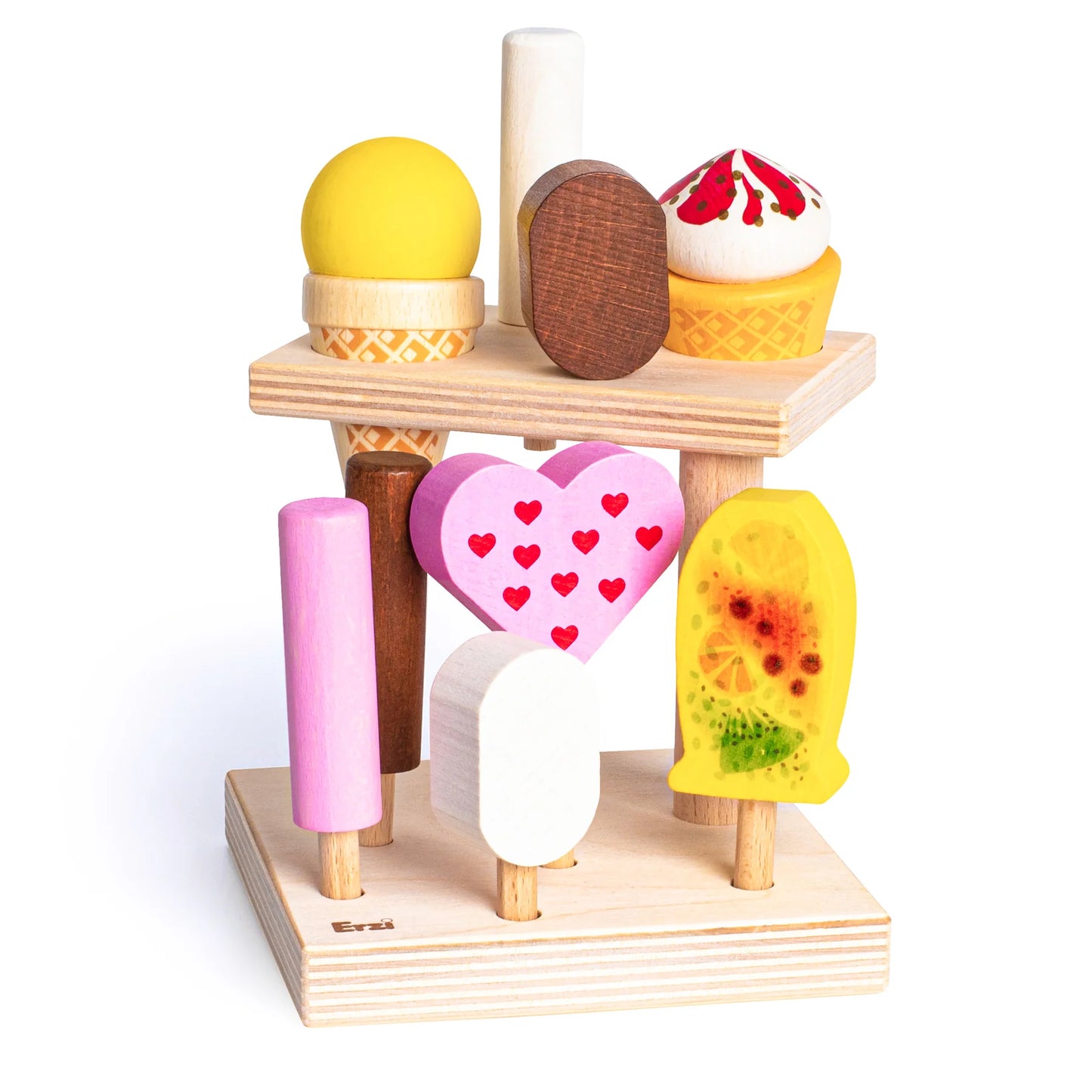 Wooden ice cream stand summer fresh set