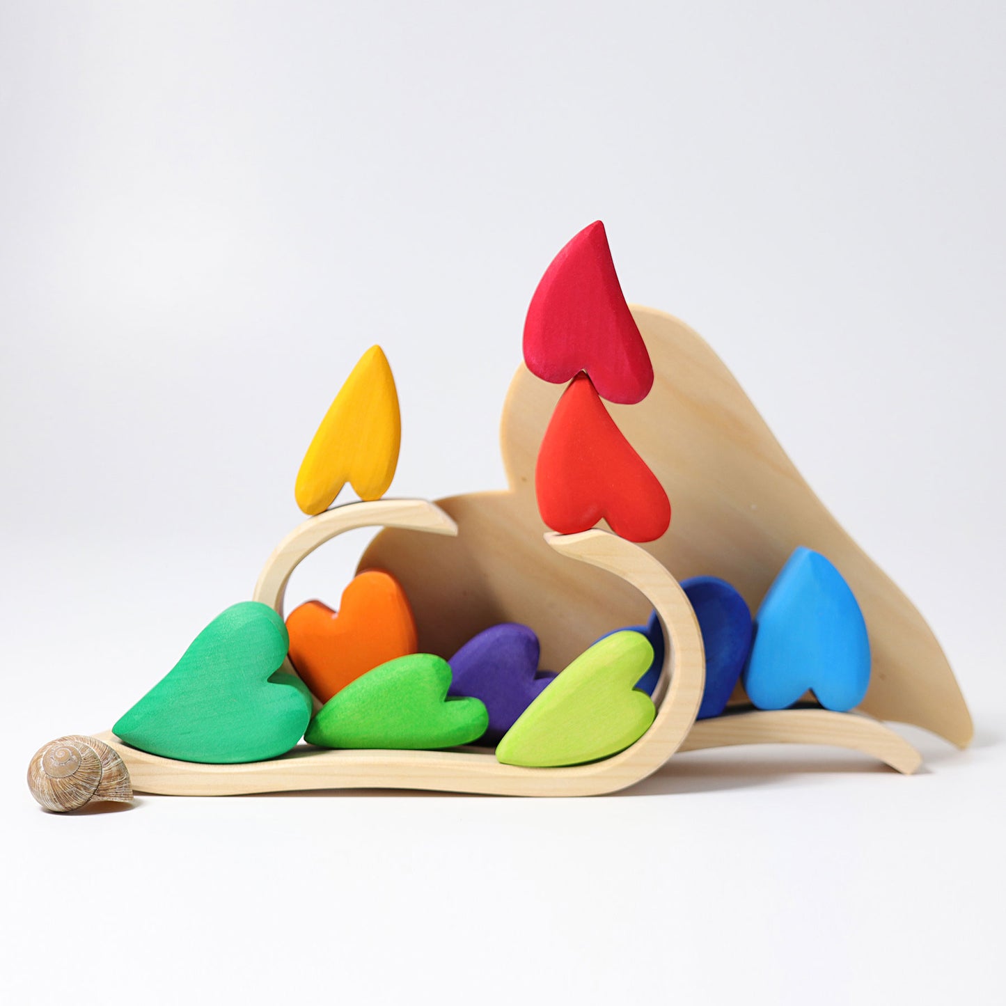 Grimm's wooden rainbow hearts set