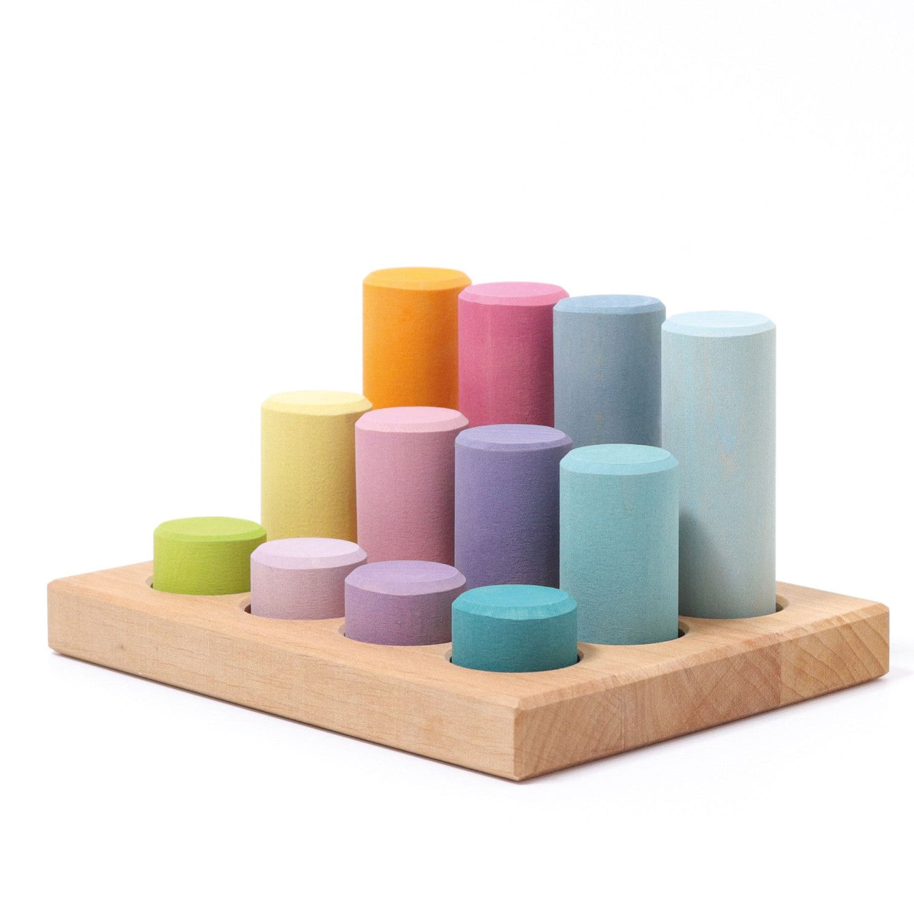 Grimm's wooden small stacking game rollers-Pastel