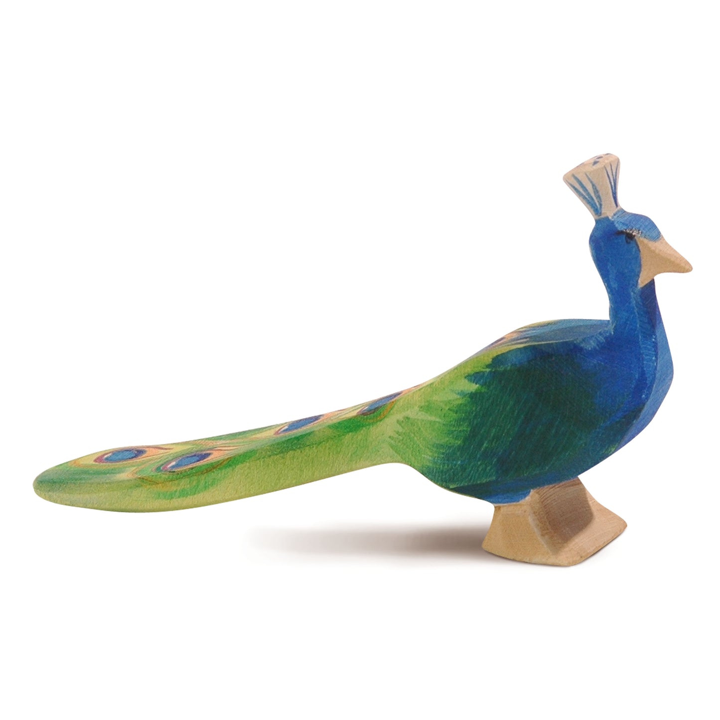 Wooden peacock figurine