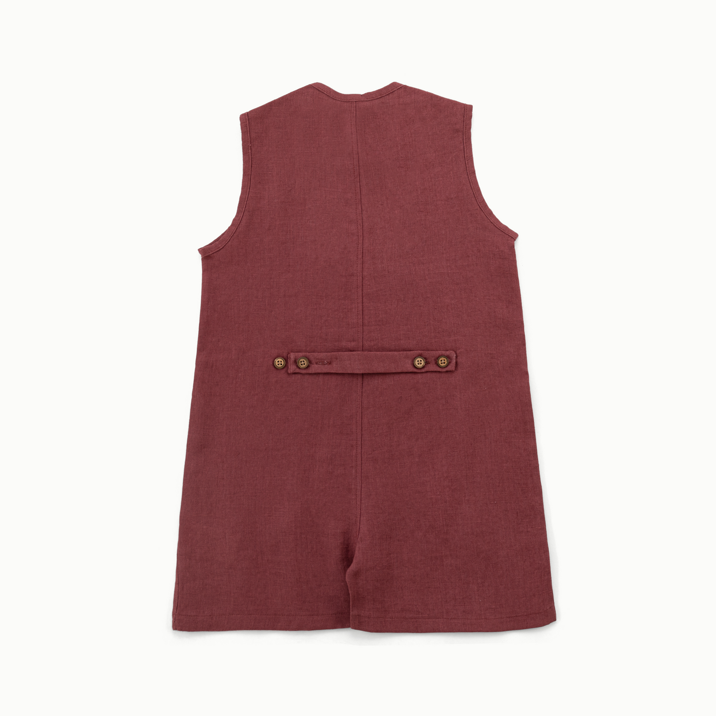 Maple unisex burgundy linen romper-Canyon Clay