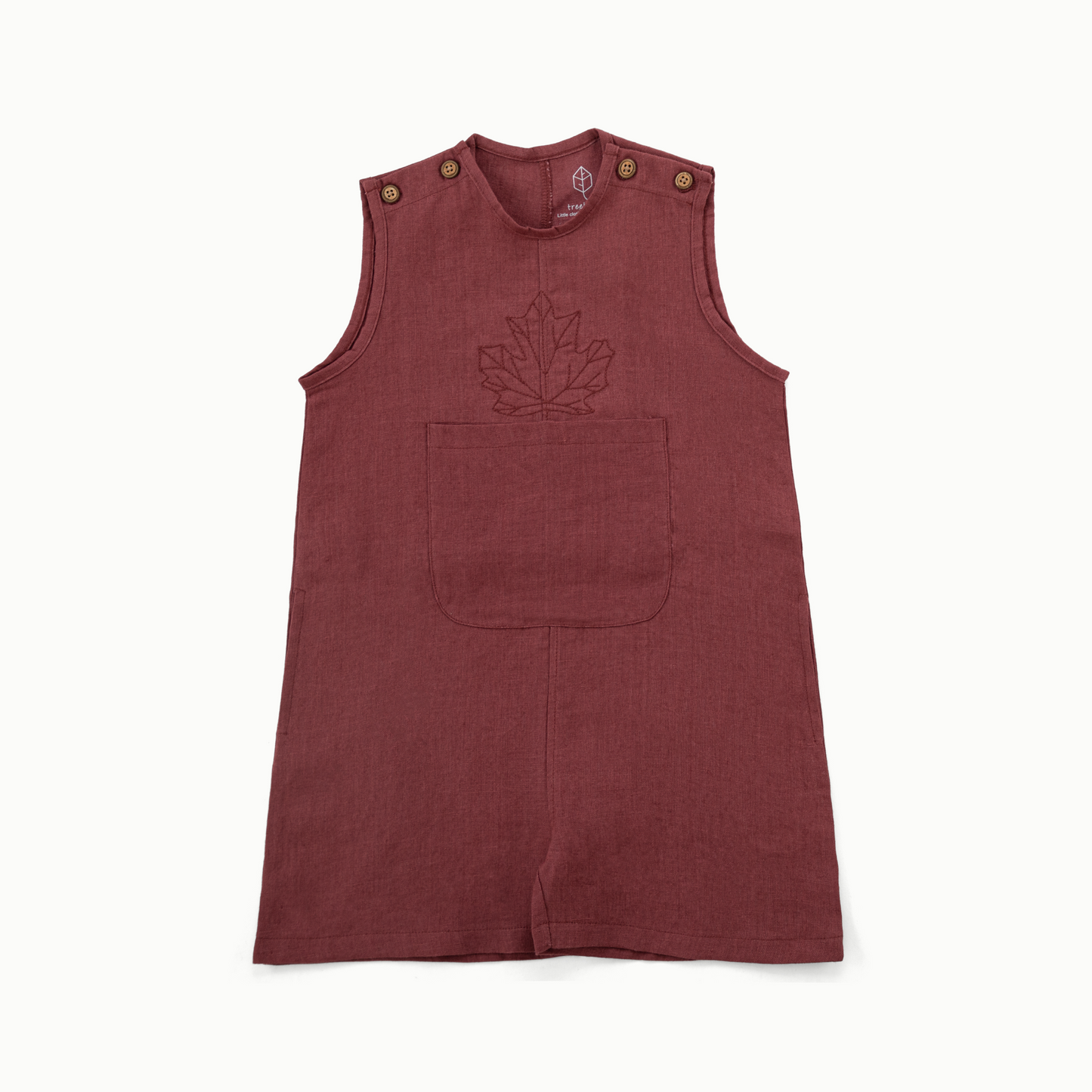 Maple unisex burgundy linen romper-Canyon Clay