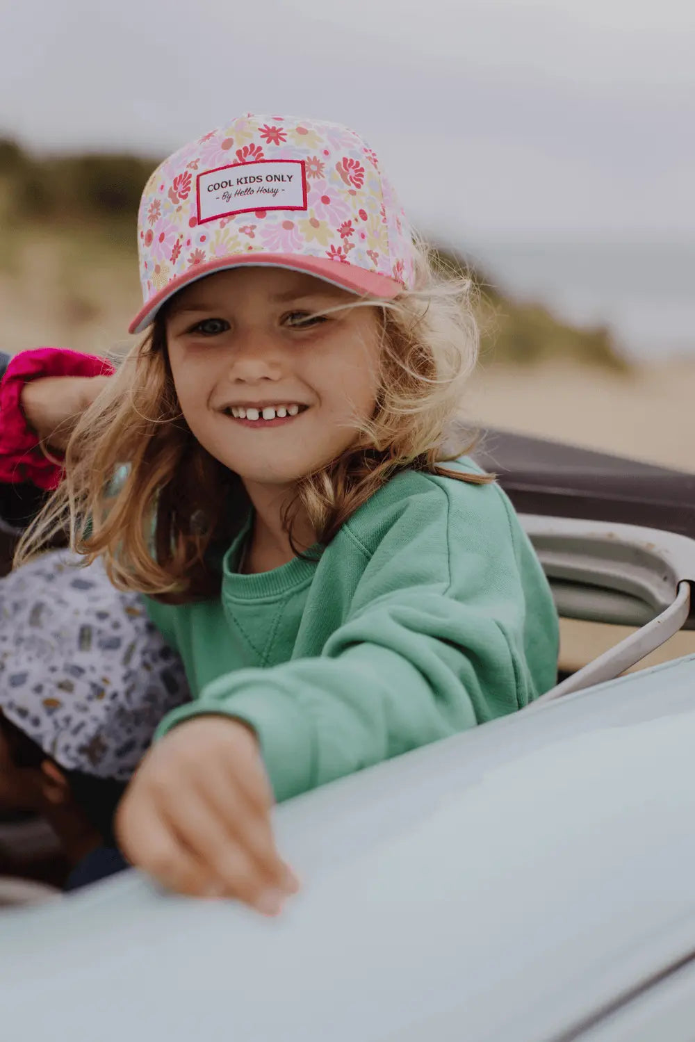 Organic cotton kids cap- Retro Flowers