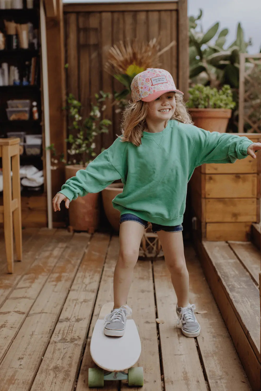 Organic cotton kids cap- Retro Flowers